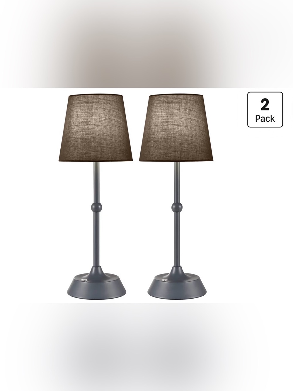 Set of 2 LED Cordless Table Lamps Rechargeable  Battery Operated Portable Grey